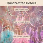 3PCS/LOT Star Moon Sun Shape Dream Catcher Home Decoration, and Baby Kids Room Accessory - Dream Catcher with Feather Decoration - Unique Home Craft Wall Pendant (Mix Color)