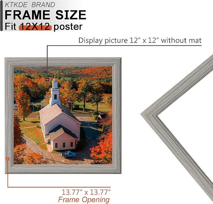 KTKDE 12x12 Picture Frame Set of 5, Wooden frames Grey, Wall Hanging Display, Best Square Photo Frame Studio Gallery for Photos, Posters & Art Prints