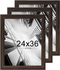 KTKDE 24x36 Poster Frame 3 Pack,Picture Frames Wooden Walnut 36 by 24 in for Pictures and Art Prints, Exhibition, Caffe Large Frame for Photos, best gift