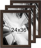KTKDE 24x36 Poster Frame 3 Pack,Picture Frames Wooden Walnut 36 by 24 in for Pictures and Art Prints, Exhibition, Caffe Large Frame for Photos, best gift