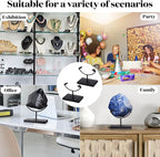 Marsui Large Rock Display Stand Slab Stands Crystal Holders Metal One Arm Two Prong Display Easel Holder for Plate Slab Slice Fossil Flat Minerals Crystals(4.72 x 3.54 x 5.51 Inches,Black)