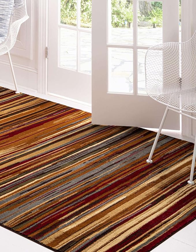 Unique Loom Barista Collection Area Rug - Icatu (6' 1" x 9' Rectangle, Beige/Brown)