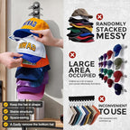 Hat Hook for Wall, 2 Pack Hat Organizer Hold up to 20 Hats,Hat Holder with Strong Adhesive and 8 Pack Screws, Cap Holder Hat Hangers for Wall Closet Door and Bedroom(B-Black)