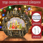 Christmas Snow Globe Lantern Water Glittering Globe with Caroling Family 8 Music Songs & 6H Timer Christmas Snow Globes USB & Battery Operated for Christmas Festival Decorations Gifts (Bridge-Family)