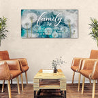 AIYISU Family Wall Art Farmhouse Wall Decor Inspirational Family Saying Canvas Pictures Dandelion Botanical Prints Rustic Home Sign Kitchen Artwork for Living Room Dining Room Home Decoration 24x48