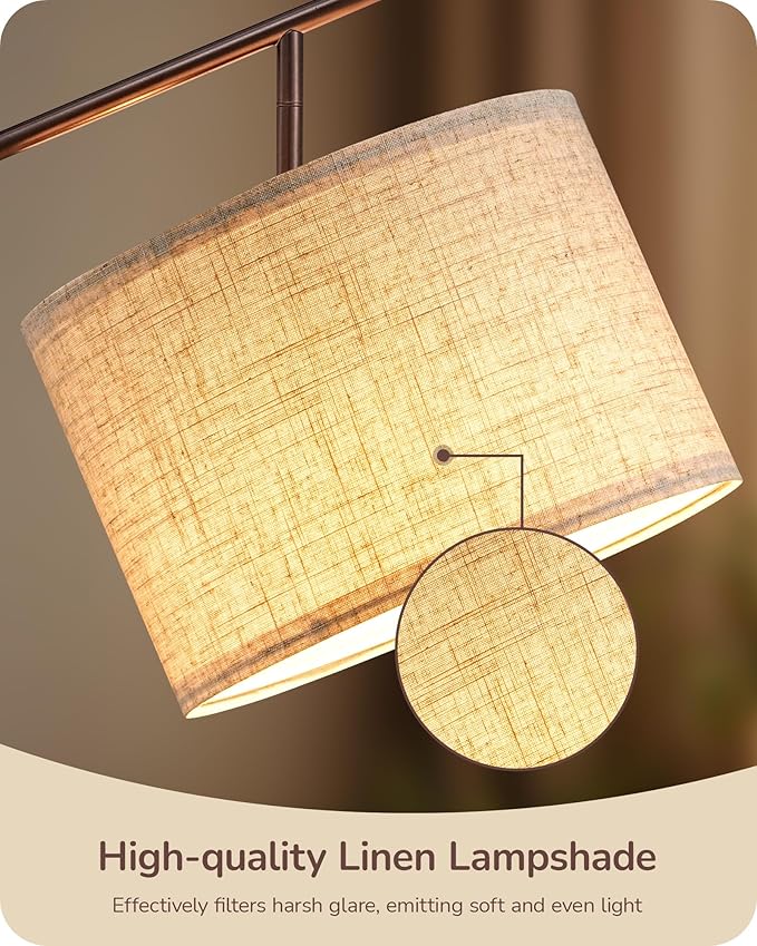 EDISHINE 64.7IN Minimalist Arc Floor Lamp with Remote & Foot Pedal Switch, 5CCT, Dimmable, Modern Floor Lamp for Living Room, Bedroom, Bulb Included, Brown