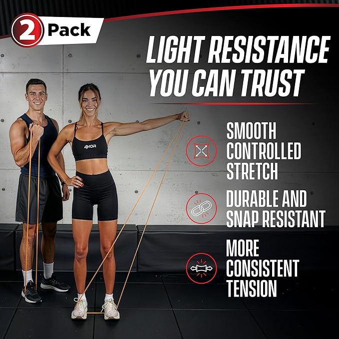4KOR Fitness 41” Resistance Loop Band - Pair of 2 Orange Resistance Bands (5 to 15 Pounds - 0.25 inches Wide) for Mobility, Yoga, Physical Therapy, Pull Ups, Home or Gym Workouts and More