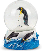 Elanze Designs Playful Penguins Family Mother Daughter Winter Snow Ocean Tabletop Figurine 100MM Sturdy Wind Up Musical Glitter Water Snow Globe Plays Tune Born Free