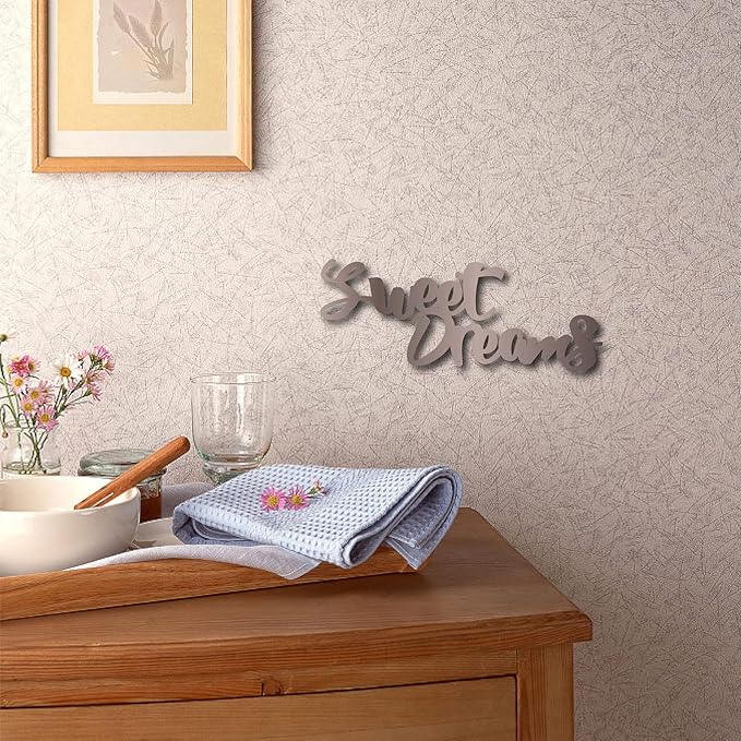 CREATCABIN Sweet Dreams Sign Wood Wall Decor Art Cutout Letter Word Laser Cut Unfinished Decorative Valentine's Day for Living Room Home Door Farmhouse Porch Bedroom Decoration 11.8 x 4.7 Inch,Camel