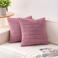 Aegero Pack of 2 Corduroy Decorative Throw Pillow Covers 22x22 Inch Soft Striped Pillow Covers Modern Farmhouse Home Decor for Sofa Living Room Couch Bed（Pink）