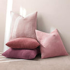 MIULEE Pack of 4 Purple Pink Valentines Corduroy Decorative Throw Pillow Covers 20x20 Inch Soft Boho Striped Pillow Covers Modern Farmhouse Spring Home Decor for Sofa Living Room Couch Bed