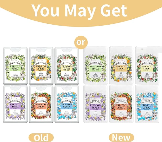 Travel Size Toilet Spray 6-Pack, Travel Essentials Toiletries, Pocket Size Pre-Poo Spray, Bathroom Odor Deodorizer, Up to 240 Uses, 6 Refreshing Scents
