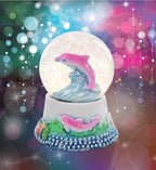 CoTa Global Dolphin Neon Snow Globe Decor - Elegant Pink Sparkle Glitter Inside The Snow Globe Figure, Animal Figurines for Kids and Adults, Collectible Snow Globes for Birthday, Christmas - 45 mm