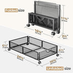 Yecaye Under Bed Storage with Wheels, 2 Pack Under Bed Shoe Storage Organizer Drawer, Tool-free Assembly Metal Underbed Storage Containers for Clothes, Shoes, Black