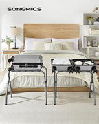 SONGMICS Luggage Rack, Pack of 2, Luggage Racks for Guest Room, Suitcase Stand, Steel Frame, Foldable, for Bedroom, Gray URLR64GS-2