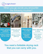 Ligtchser Portable Travel Garment Rack,Folding Clothes Rack for Dance,Travel,Camping, Drying,RV, Indoor,Outdoor. A Collapsible Mini Clothing Rack（Completely upgraded）