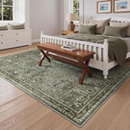 Lahome 5x7 Boho Bedroom Area Rug,Soft Vintage Washable Rugs for Living Room,Non Shedding Disdressed Floor Carpets for Home Decor Dining Room,Dark Olive Green