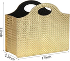 HofferRuffer Magazine Basket Holder, Foldable Magazine Rack, Document File Holder Organizer, File Folder, Newspaper Storage Bin Organizer for Home or Office (Gold)
