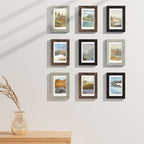 Vittanly 4x6 Picture Frames Set of 9, Display 3.5x5 Pictures with Mat or 4x6 without Mat, Photo Frames for Wall or Tabletop with Plexiglass, Engineered Wood, Black&Brown&Grey
