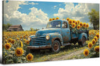 Sunflower Pictures Wall Decor Farmhouse Barn Truck Wall Art Sunflower Field Canvas Prints for Bedroom Bathroom Vintage Yellow Flowers Landscape Painting Artwork for Living Room Home Decorations 20x40"