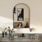 DUMOS Black Metal Arch Vanity Rounded Rectangle Bathroom Mirrors for Over Sink Wall, 21x30 Inch Large Matte Mirror, Modern Decorative for Restroom, Farmhouse