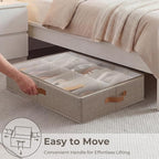 StorageWorks Shoe Organizer for Closet, Fits up to 24 Pairs, 2-Pack Ultra-thick Fabric Under Bed Shoe Storage Containers with Bottom Support and Adjustable Dividers, Taupe