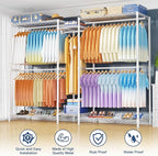 Ulif E12 Max Clothes Rack，Heavy Duty Freestanding Garment Rack with Shelves，Metal Clothing Closet Storage System for Hanging Clothes，83" W x 16" D x 76.5" H, Hold 1060 lbs，White
