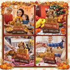 Moucuny 4 Pcs Fall Decorations for Home Wooden Turkey Decor Thanksgiving Tiered Tray Decor Thanksgiving Table Centerpiece Rustic Wooden Turkey Time Block Sign for Autumn Harvest Party Kitchen Shelf