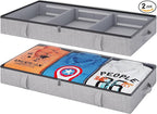 Vailando Storage Containers, 6 Inches Tall 60L Underbed Storage Bins with Dividers & Sturdy Handles & Reinforced Sidewalls, Closet Organizer for Clothes, Blankets, Seasonal Items, Dark Gray, 2-Pack