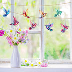 2D Bird Acrylic Hanging Ornament - 8Pcs Flying Birds Christmas Tree Ornaments, Xmas Tree Ceiling Pendants with Lanyard Rearview Mirror Window Charms Gift for Men Women (Hummingbird 1)