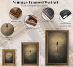 Vintage Gold Framed Wall Art Retro Dark Dragonfly Painting Canvas Prints Gothic Insect Picture Wall Decor Rustic Farmhouse Animal Poster Artwork for Living Room Bedroom Bathroom, 12x16in