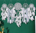 Dream Catchers Boho Wall Decor Moon and Sun Feather Handmade Traditional Dream Catcher Wall Hanging Decor for Kids Bedroom Adult Living Room Home Bohemian Decorations (Grey Set)