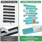Cork Board for Walls - 8 Pack Felt Pin Board Bar Strips - Self-Adhesive Lightweight Bulletin Board - Cork Board for Office with 40 Push Pins No Damage for Wall (Lake Blue)