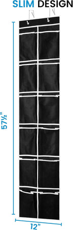 ZOBER Over the Door Shoe Organizer - 12 Mesh Pockets, Space Saving Hanging Shoe Holder for Maximizing Shoe Storage, Accessories, Toiletries, Etc. No Assembly Required, Organizer for Shoes 57½” x 12”