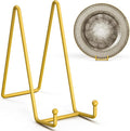 TR-LIFE 4 Pack 8 Inch Plate Stands/Holder for Display, Large, Gold Metal Picture Stand, Decorative Platter, Book, Plaques, Photo Frame Easel