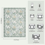 Botanical Floral Area Rug 9x12 Light Green Cream Vintage Garden Design, Perfect for Living Room, Bedroom, Kids Room, Nursery - Stain & Water Resistant Non-Slip, Pet & Child Friendly Area Rugs