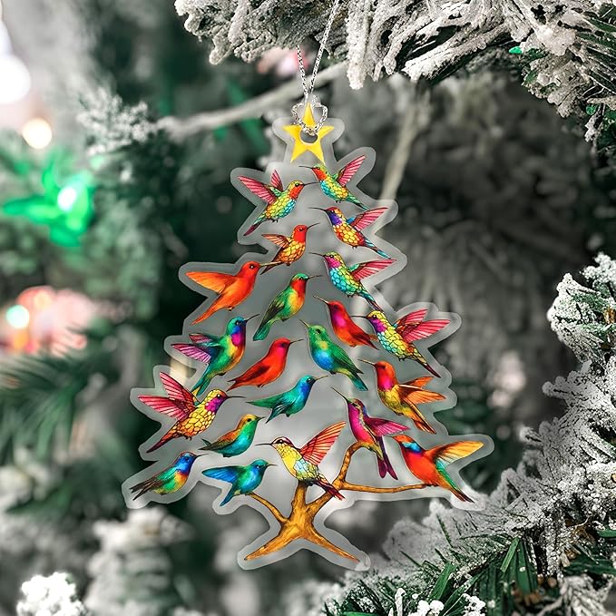Hummingbird Tree Christmas Ornaments 2026, Upgrade Winter Colorful Stack Hummingbirds Home Decor Ornament, Unique Stacked Hummingbirds Christmas Decorations, Hummingbird Gifts for Women
