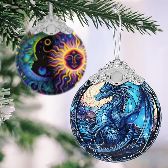 Irina Dragon Stained Glass Christmas Ornament - Beautiful Dragon Christmas Tree Decoration, Gift Idea