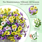 MARTINE MALL 18 Bundles Look Real Artificial Flowers for Outdoors, Realistic Fake Outdoor Flowers, UV Resistant Silk Pansy Flowers for Outside Faux Flower Plants for Outdoor Porch Garden, Mixed Colors