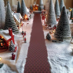 Iceyyyy 4 Pcs Christmas Village Reddish Brown Brick Road-39 x 3.5 Inch Cuttable Christmas Village Landscape Road-Miniature Xmas Village Accessories for Home Garden Street Landscape Decorations