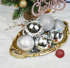 Emopeak 12Pcs Christmas Balls Ornaments for Xmas Christmas Tree - 4 Style Shatterproof Christmas Tree Decorations Hanging Ball for Holiday Wedding Party Decoration (Silver, 3.2"/8CM)
