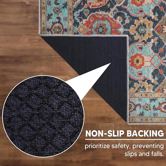 Keen Home Design 2x7 Rug - Machine Washable Runner Rug with Non-Slip Backing, Ideal for Hallway, Entryway, Kitchen, Laundry Room - Vintage, Easy Clean, Durable, Low Pile Rug - (2'6" x 7')