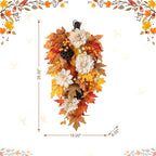 Glitzhome 2 Pcs Fall Teardrop Swags for Front Door, 28''H Autumn Swag with Lotus, Lotus Pod and Berry, Fall Swags for Front Door, Thanksgiving Harvest Festivals Decor