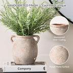 Ceramic Flower Small Vase 6 inch Farmhouse Rustic Vase Decorative Pottery Terracotta Vases for Home Decor Table Mantle Fireplace Living Room Bathroom Wedding Centerpiece