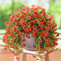 Artificial Hanging Flowers for Outdoors Spring Decoration, 2PCS Silk Fake Daisy Realistic Outdoor Flowers UV Resistant Porch Patio Window Yard Decor(Red)