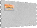 Lightomorrow Scalloped Bulletin Board, 36 x 24 Inches Felt Pin Board - Decorative Cork Alternative for Wall, Foldable Picture Self-Adhesive Vision Prayer Board with 20 Pushpins - Light Gray