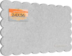 Lightomorrow Scalloped Bulletin Board, 36 x 24 Inches Felt Pin Board - Decorative Cork Alternative for Wall, Foldable Picture Self-Adhesive Vision Prayer Board with 20 Pushpins - Light Gray