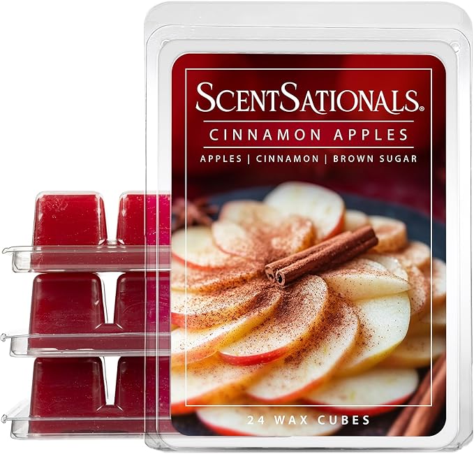 ScentSationals Cinnamon Apples Scented Wax Melts - Apple, Cinnamon, & Brown Sugar, 10oz (24 Cubes)