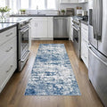 Washable Area Rug 3x8 Entryway Rug: Washable Modern Abstract Soft Thin Rug Indoor Floor No Slip Stain Resistant Carpet for Bedroom Dining Room Farmhouse Nursery Home Office - Blue