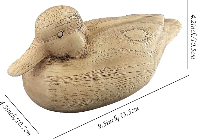 Hymmah Duck Home Decor Statue Rustic Home Decorations for Living Room, Boho Sculpture Resin Animal Collectible Figurines for Indoor Decor (Beige)